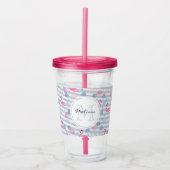 Whimsical Flamingo & Pineapple Pattern Acryl Drinkbeker (Voorkant)