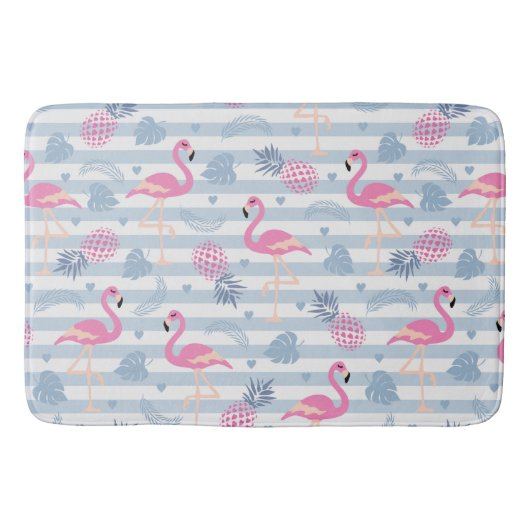 Whimsical Flamingo & Pineapple Pattern Badmat (Voorkant)