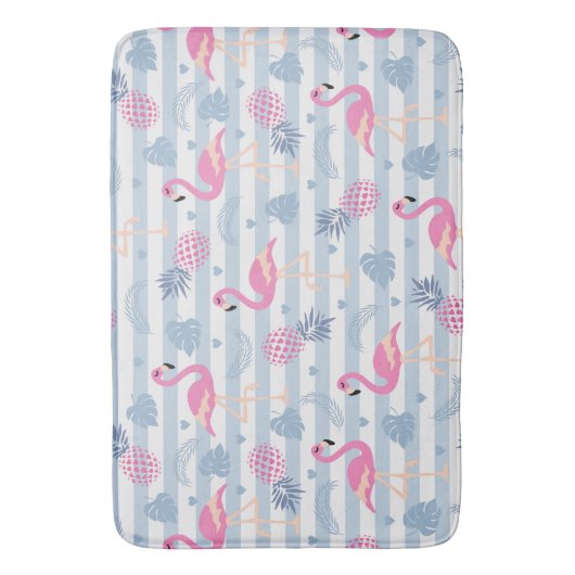 Whimsical Flamingo & Pineapple Pattern Badmat (Voorkant Verticaal)