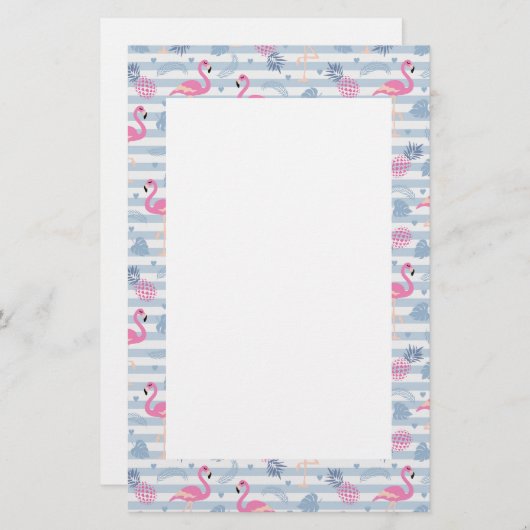 Whimsical Flamingo & Pineapple Pattern Briefpapier (Voorkant / Achterkant)