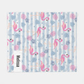 Whimsical Flamingo & Pineapple Pattern Fleece Deken (Voorkant (Horizontaal))