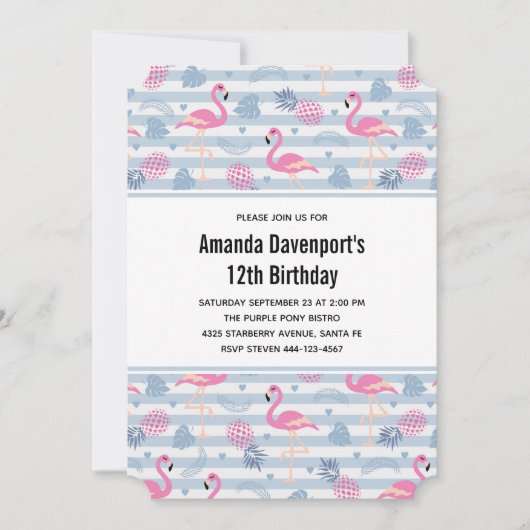 Whimsical Flamingo & Pineapple Pattern Kaart (Voorkant)