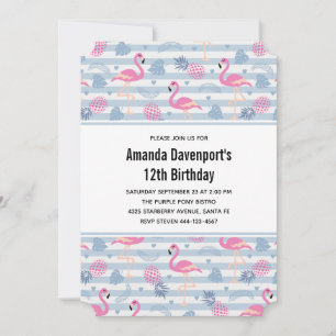Whimsical Flamingo & Pineapple Pattern Kaart