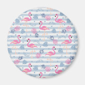 Whimsical Flamingo & Pineapple Pattern Magneet (Voorkant)