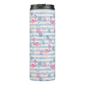 Whimsical Flamingo & Pineapple Pattern Monogram Thermosbeker (Achterkant)