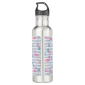 Whimsical Flamingo & Pineapple Pattern Monogram Waterfles (Achterkant)