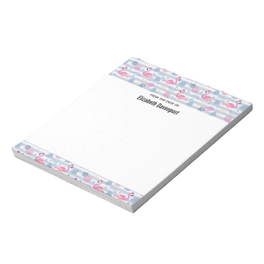 Whimsical Flamingo & Pineapple Pattern Notitieblok (Gedraaid)