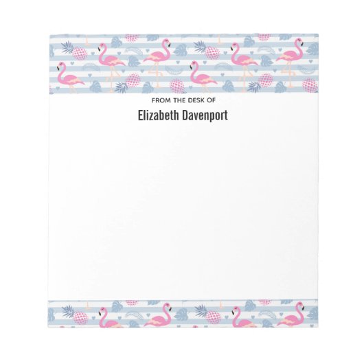 Whimsical Flamingo & Pineapple Pattern Notitieblok (Voorkant)