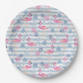 Whimsical Flamingo & Pineapple Pattern Papieren Bordje (Voorkant)