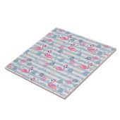 Whimsical Flamingo & Pineapple Pattern Tegeltje (Zijkant)