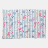 Whimsical Flamingo & Pineapple Pattern Theedoek (Horizontaal)