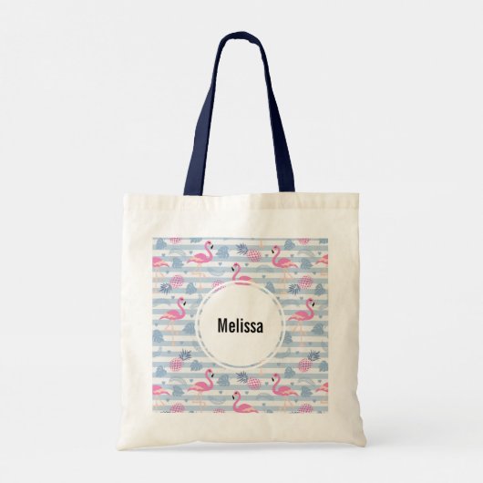 Whimsical Flamingo & Pineapple Pattern Tote Bag (Achterkant)