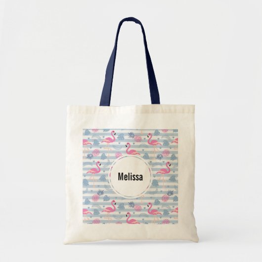 Whimsical Flamingo & Pineapple Pattern Tote Bag (Voorkant)