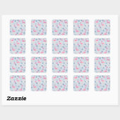 Whimsical Flamingo & Pineapple Pattern Vierkante Sticker (Vel)