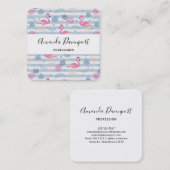 Whimsical Flamingo & Pineapple Pattern Vierkante Visitekaartje (Voorkant / Achterkant)