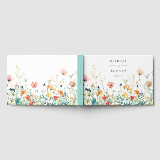Whimsical Fleur sauvage Mariage livre d'invité (Complet)
