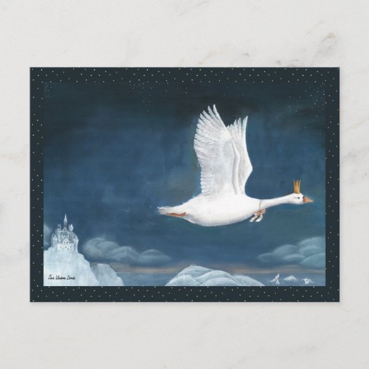 Whimsical Flight of the Goose Queen Illustration Briefkaart (Voorkant)