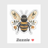 Whimsical Floral Bee Vinyl Sticker (Feuille)