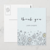 Whimsical Floral Blue Hartelijk dank Briefkaart (Voorkant / Achterkant)