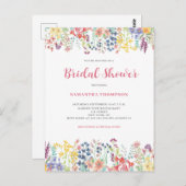 Whimsical Floral Bridal Shower Invitation Briefkaart (Voorkant / Achterkant)