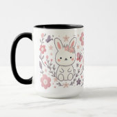 Whimsical Floral Bunny Ceramic Mug (Gauche)