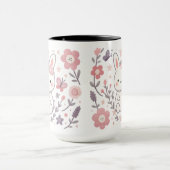 Whimsical Floral Bunny Ceramic Mug (Centre)