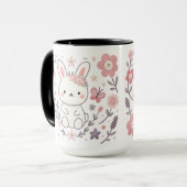 Whimsical Floral Bunny Ceramic Mug (Devant gauche)