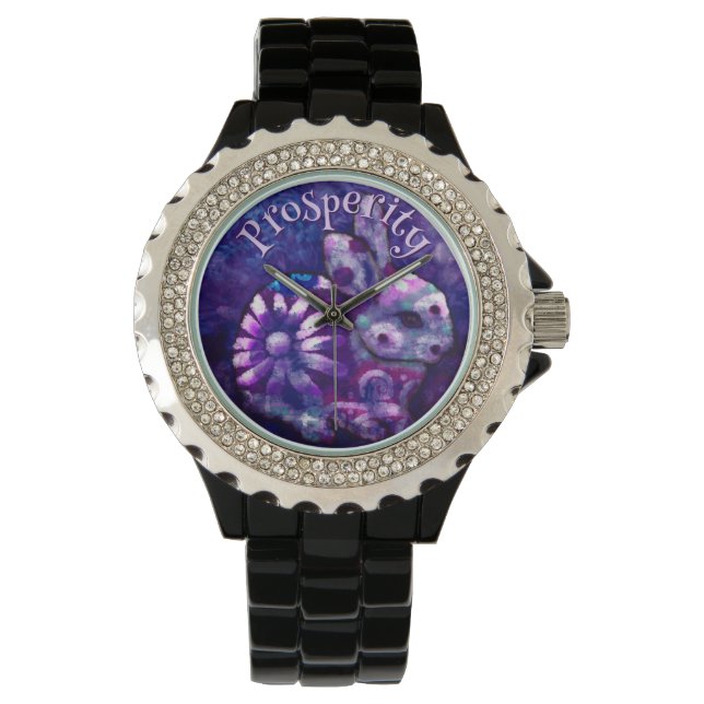 Whimsical Floral Bunny Rabbit Personalized Horloge (Voorkant)