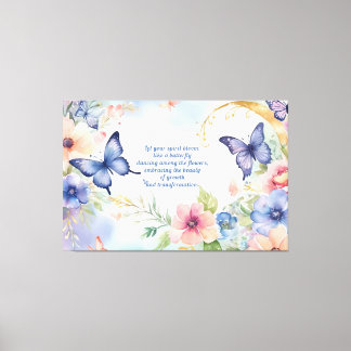 Whimsical Floral Butterfly Art Tijdloze schoonheid Canvas Afdruk