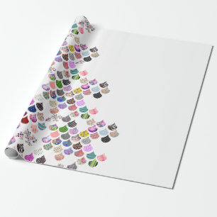 Whimsical Floral Chevron Scalloped Pattern Cadeaupapier