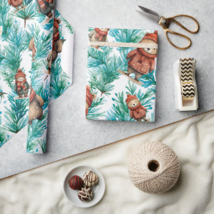 Whimsical Floral Christmas Beren Cadeaupapier