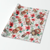 Whimsical Floral Christmas Beren Cadeaupapier (Uitgerold)