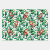 Whimsical Floral Christmas Beren Wrapping Paper (Voorkant 3)