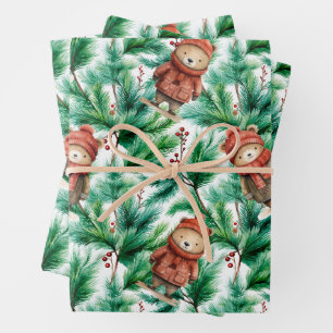 Whimsical Floral Christmas Beren Wrapping Paper