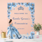 Whimsical Floral Dusty Blue Quinceañera Bienvenue (Mariage)