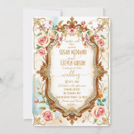 Whimsical Floral Elegant Cupid Wedding Kaart