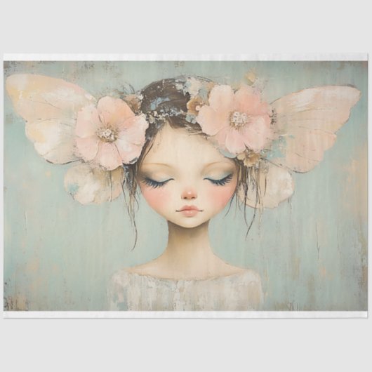 Whimsical Floral Fairy Butterfly Wings Decoupage Tissuepapier (Voorkant)