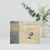 Whimsical Floral Fall Wedding Table Number Kaarten (Staand voorkant)