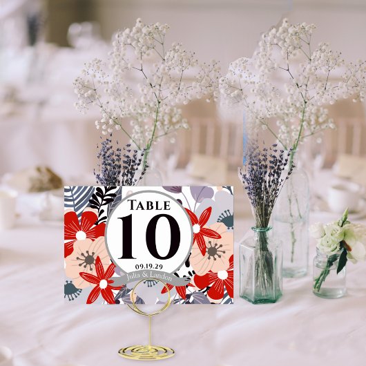 Whimsical Floral Fall Wedding Table Number Kaarten