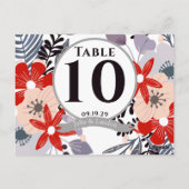 Whimsical Floral Fall Wedding Table Number Kaarten (Achterkant)