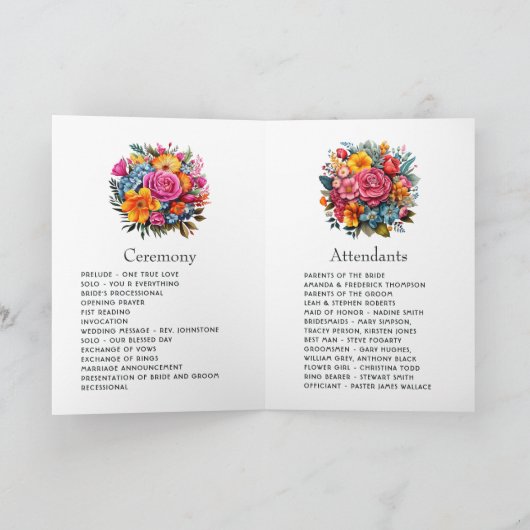 Whimsical Floral Fiesta Wedding Programma (Binnen)