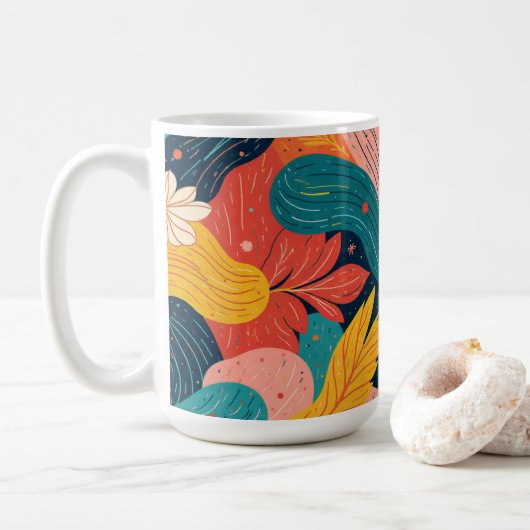 Whimsical Floral Flow Mug Koffiemok (Met donut)