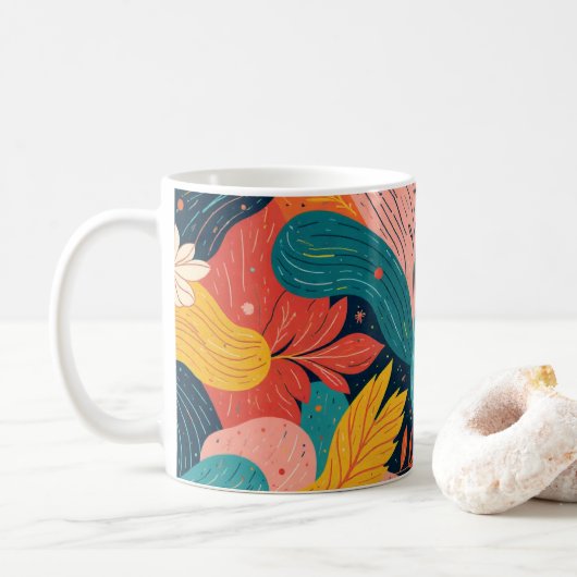 Whimsical Floral Flow Mug Koffiemok (Met donut)