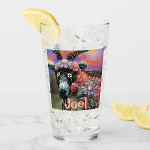 Whimsical Floral Goat Boerderij Animal Personalize Glas