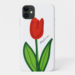 Whimsical floral iPhone case met rode tullbloem