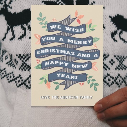 Whimsical Floral-kerstbanner Feestdagenkaart