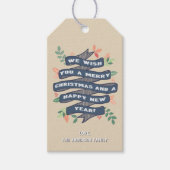 Whimsical Floral kerstbanner Holiday Cadeaulabel (Voorkant)