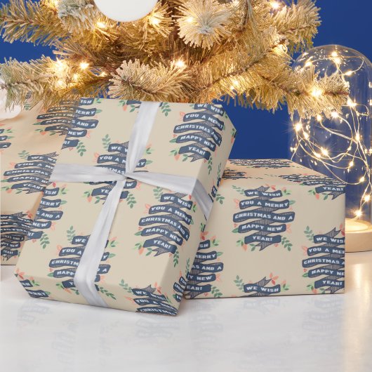 Whimsical Floral kerstbanner Holiday Cadeaupapier (Feestdagen)