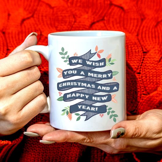 Whimsical Floral kerstbanner Holiday Koffiemok
