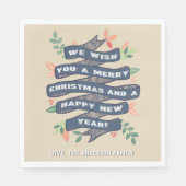 Whimsical Floral kerstbanner Holiday Servet (Voorkant)